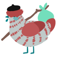 A silver and red chicken with a bar pattern