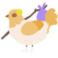 Joye, a cream and honey chicken with a head pattern