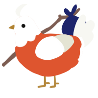 A vermilion and white chicken with a head pattern