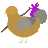 A gold and ash chicken with a speckle pattern