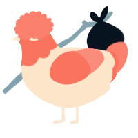 A tumblr and sea chicken with a head pattern