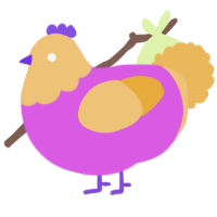 A orchid and honey chicken with a head pattern