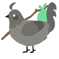 A ash and grey chicken with a head pattern