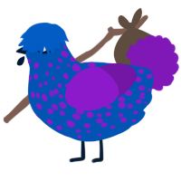A ultramarine and violet chicken with a speckle pattern