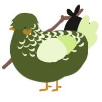 A olive and apple chicken with a half-lace pattern