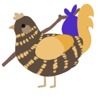 A bark and honey chicken with a bar pattern