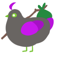 A grey and amethyst chicken