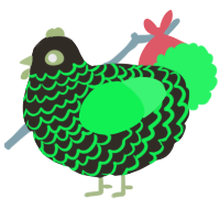 A mist and fuchsia chicken with a lace pattern