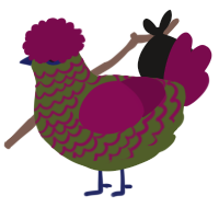 A olive and wine chicken with a lace pattern