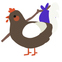 finch, a bark and white chicken