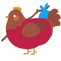 A crimson and russet chicken with a head pattern