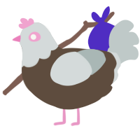 A bark and silver chicken with a head pattern