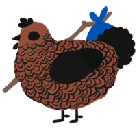 A russet and black chicken with a double-lace pattern
