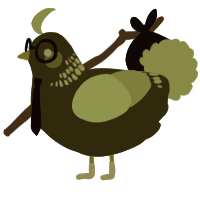 A olive and apple chicken with a neck-band pattern
