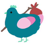 A sea and pink chicken