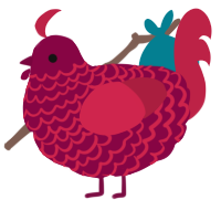 A maroon and crimson chicken with a lace pattern