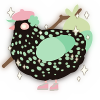A sable and mint chicken with a speckle pattern