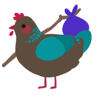 A bark and teal chicken with a neck-band pattern