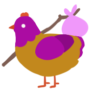 Bacchus, a ochre and plum chicken with a head pattern