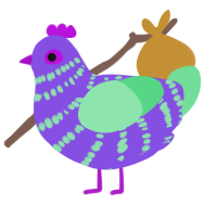 Chichi, a blurple and spring chicken with a bar pattern