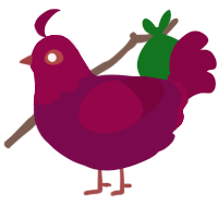Harriot, a wine and maroon chicken with a head pattern