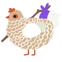 A beige and white chicken with a lace pattern