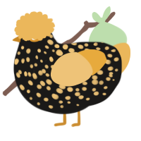 A sable and honey chicken with a speckle pattern