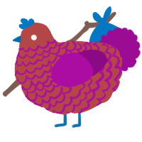 A red and plum chicken with a lace pattern