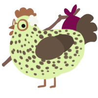 A apple and bark chicken with a speckle pattern