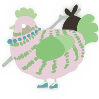 A viridian and amethyst chicken with a bar pattern