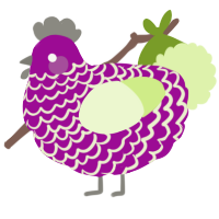 A plum and apple chicken with a lace pattern