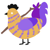 Karaoke, a honey and blurple chicken with a bar pattern