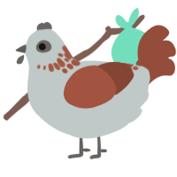A silver and russet chicken with a neck-speckle pattern