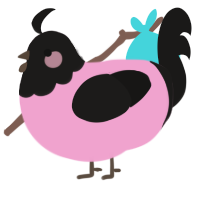 A pink and sable chicken with a head pattern