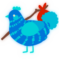A sapphire and cerulean chicken with a bar pattern