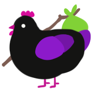 Morrigan, a black and violet chicken