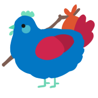 A sapphire and crimson chicken