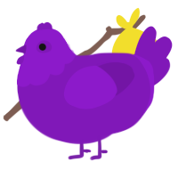 A violet chicken with a head pattern