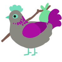 A ash and plum chicken with a neck-speckle pattern