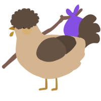 A beige and bark chicken