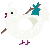 A white chicken with a lace pattern