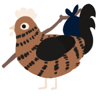 A brown and sable chicken with a bar pattern