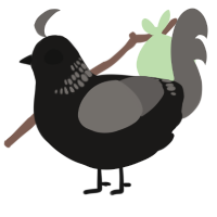 A sable and grey chicken with a neck-band pattern