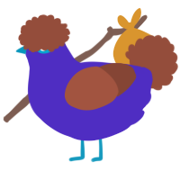 A indigo and russet chicken