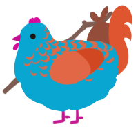 A cerulean and vermilion chicken with a half-lace pattern