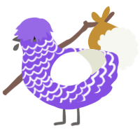 A blurple and white chicken with a lace pattern