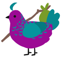 A plum and teal chicken with a half-lace pattern