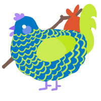 A sapphire and lime chicken with a lace pattern