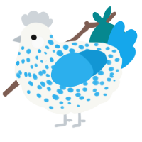 A white and sky chicken with a speckle pattern