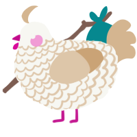 A white and beige chicken with a lace pattern